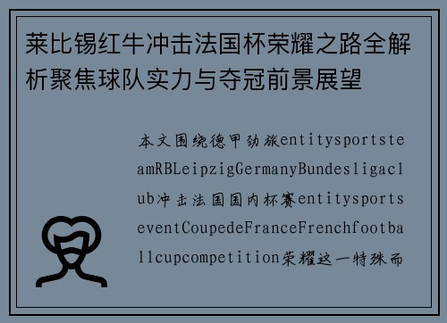 莱比锡红牛冲击法国杯荣耀之路全解析聚焦球队实力与夺冠前景展望